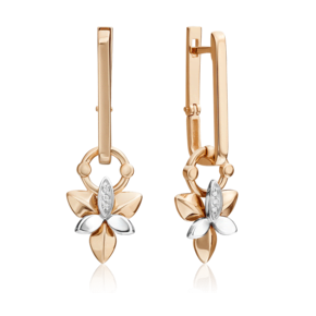 Серьги с английским замком из комбинированного золота с бриллиантами 02-4994-00-101-1111