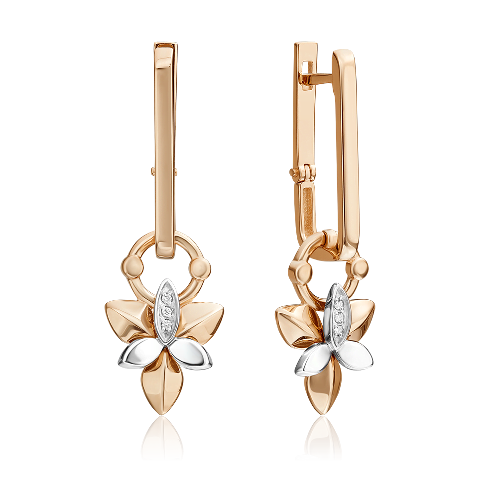 Серьги с английским замком из комбинированного золота с бриллиантами 02-4994-00-101-1111