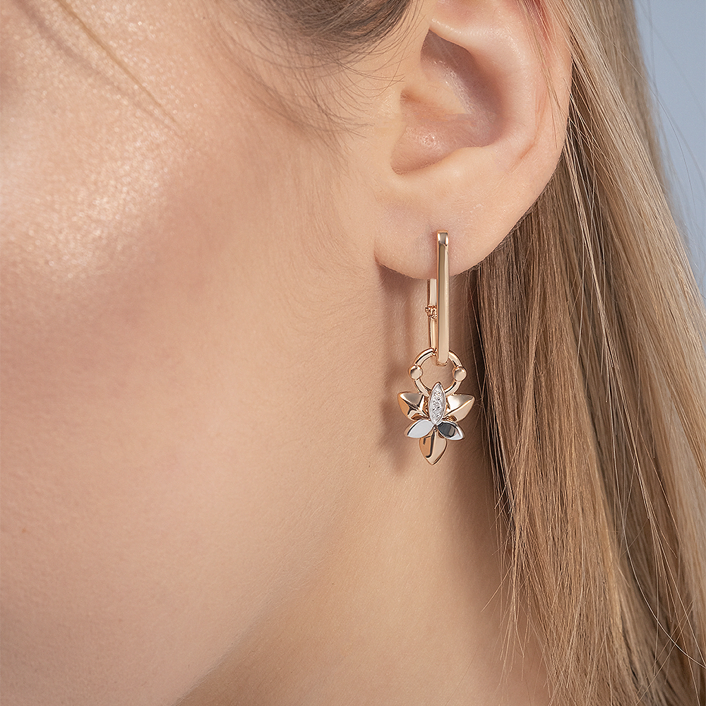 Серьги с английским замком из комбинированного золота с бриллиантами 02-4994-00-101-1111