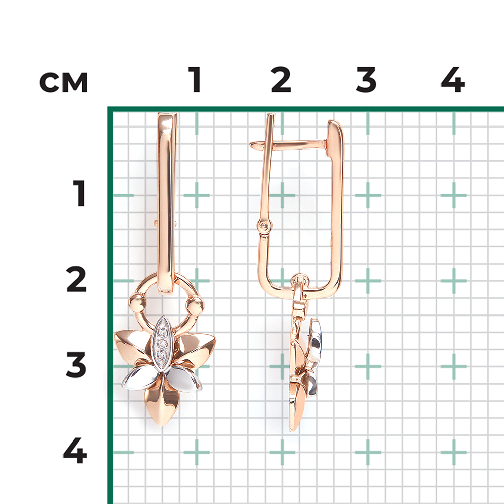 Серьги с английским замком из комбинированного золота с бриллиантами 02-4994-00-101-1111