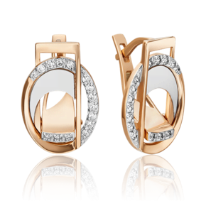 Серьги с английским замком из красного золота с фианитами 02-4592-00-401-1110-48