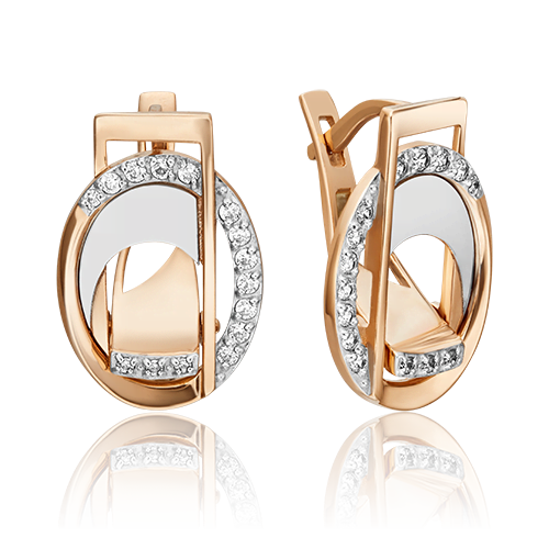 Серьги с английским замком из красного золота с фианитами 02-4592-00-401-1110-48