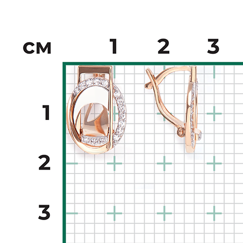 Серьги с английским замком из красного золота с фианитами 02-4592-00-401-1110-48