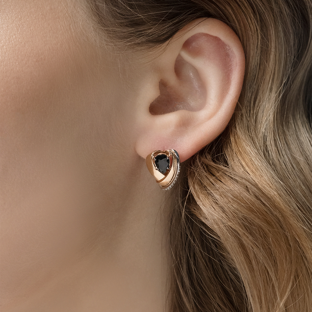 Серьги с английским замком из комбинированного золота с сапфиром и бриллиантами 02-5206-00-105-1111