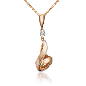 Подвеска из комбинированного золота с фианитом