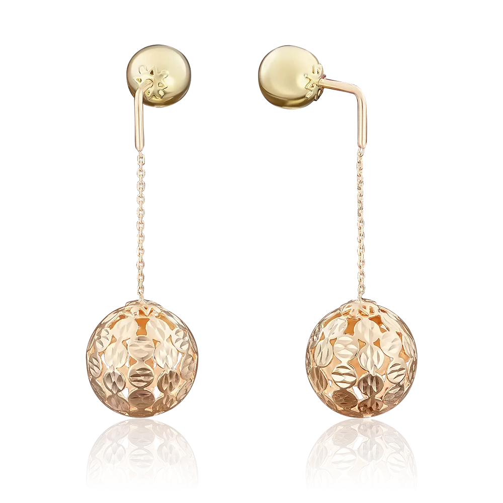 Серьги-пусеты из комбинированного золота 02-3573-00-000-1113-01