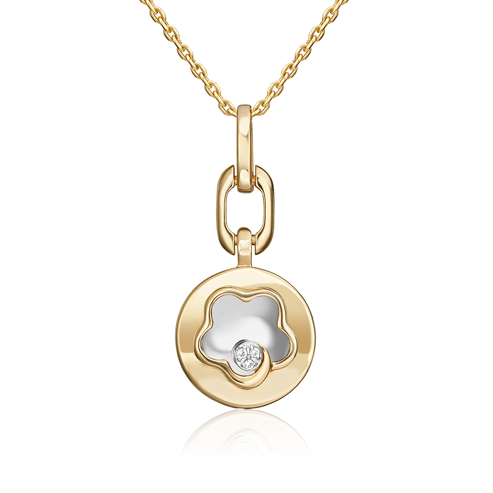 Подвеска из комбинированного золота с бриллиантами 03-3356-00-101-1121