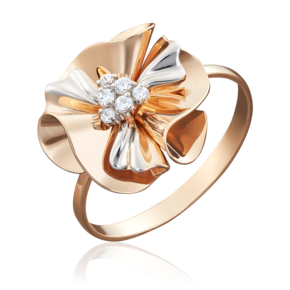 Кольцо из комбинированного золота с фианитами 01-5014-00-401-1111-48