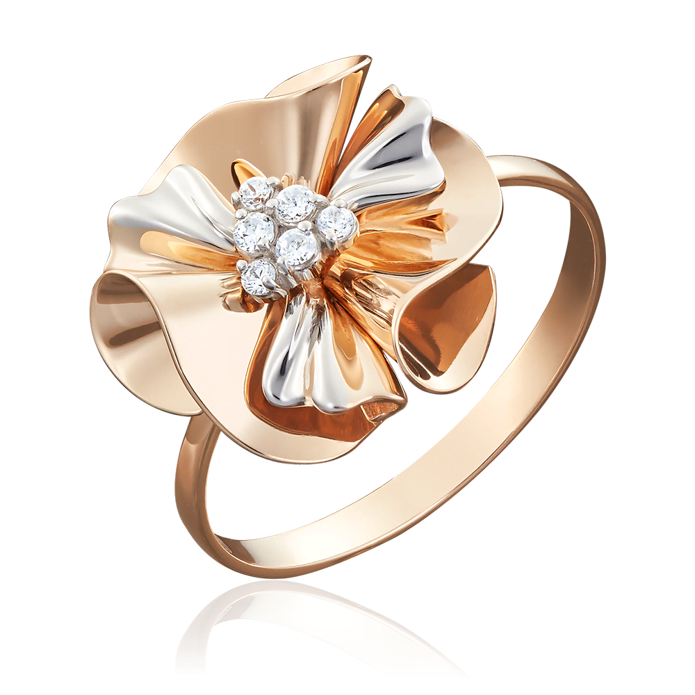 Кольцо из комбинированного золота с фианитами 01-5014-00-401-1111-48