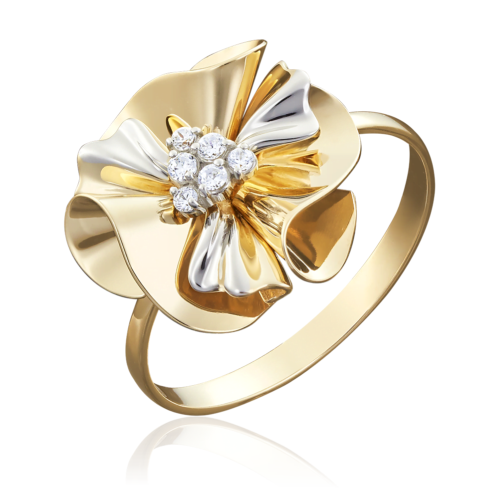 Кольцо из комбинированного золота с фианитами 01-5014-00-401-1121-48