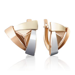 Серьги с английским замком из комбинированного золота 02-3915-00-000-1140-48