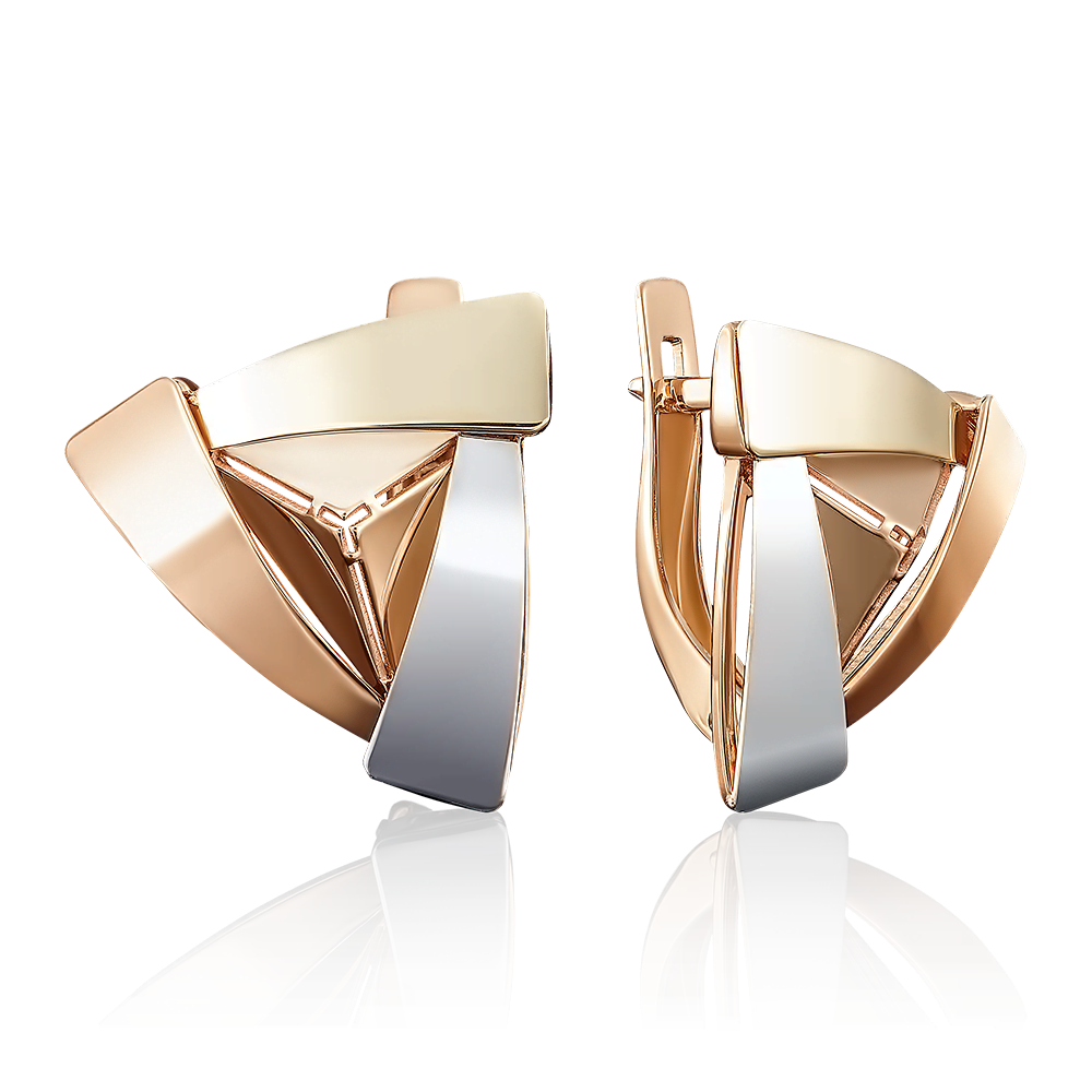 Серьги с английским замком из комбинированного золота 02-3915-00-000-1140-48