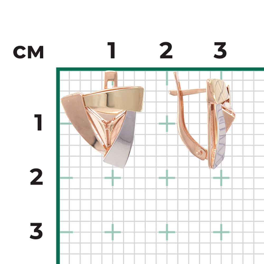 Серьги с английским замком из комбинированного золота 02-3915-00-000-1140-48