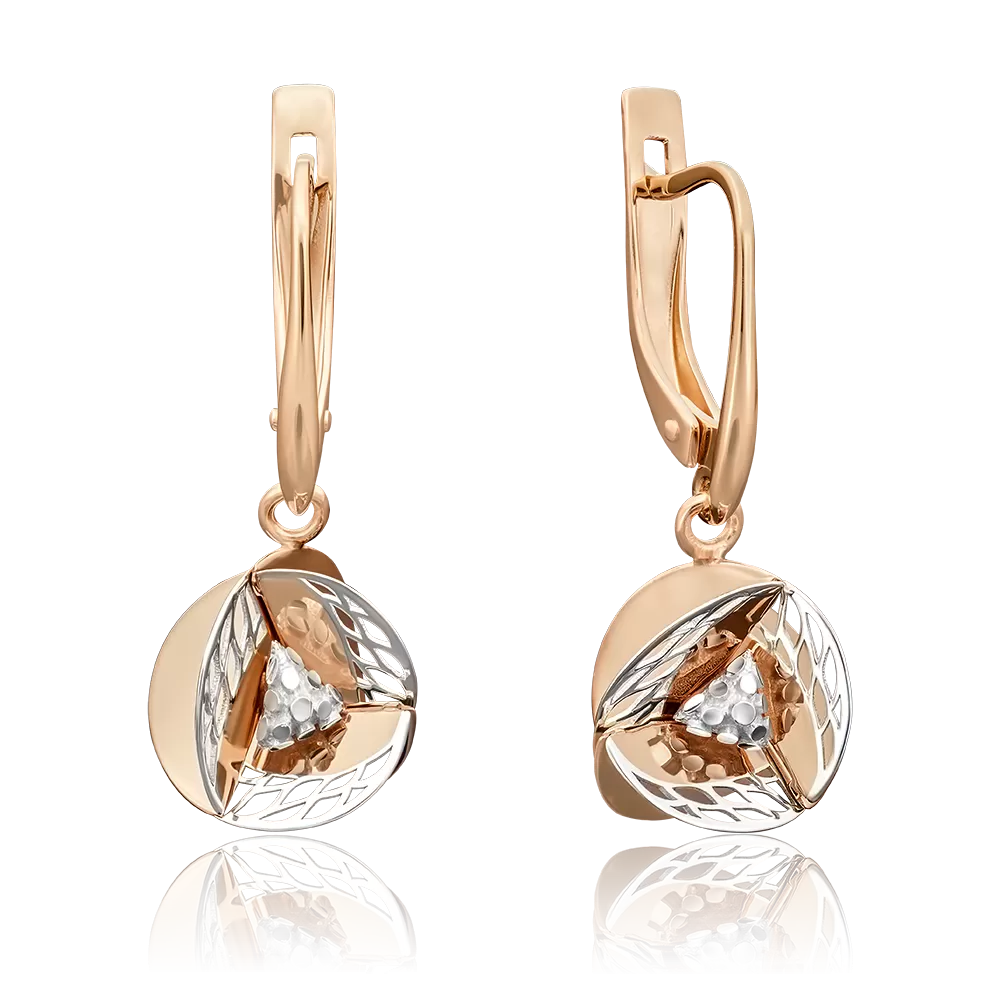 Серьги с английским замком из комбинированного золота 02-3918-00-000-1111-48