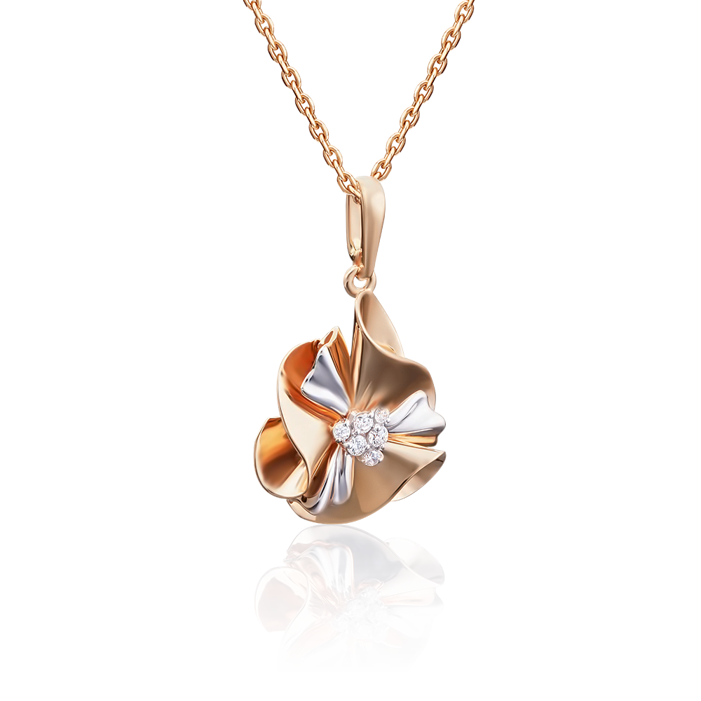 Подвеска из комбинированного золота с фианитами 03-2654-00-401-1111-48