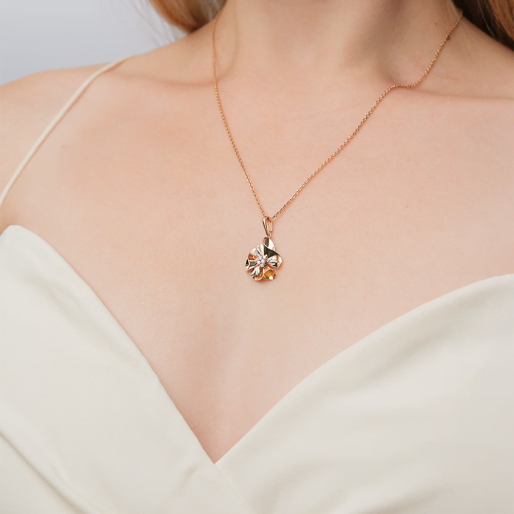 Подвеска из комбинированного золота с фианитами 03-2654-00-401-1111-48