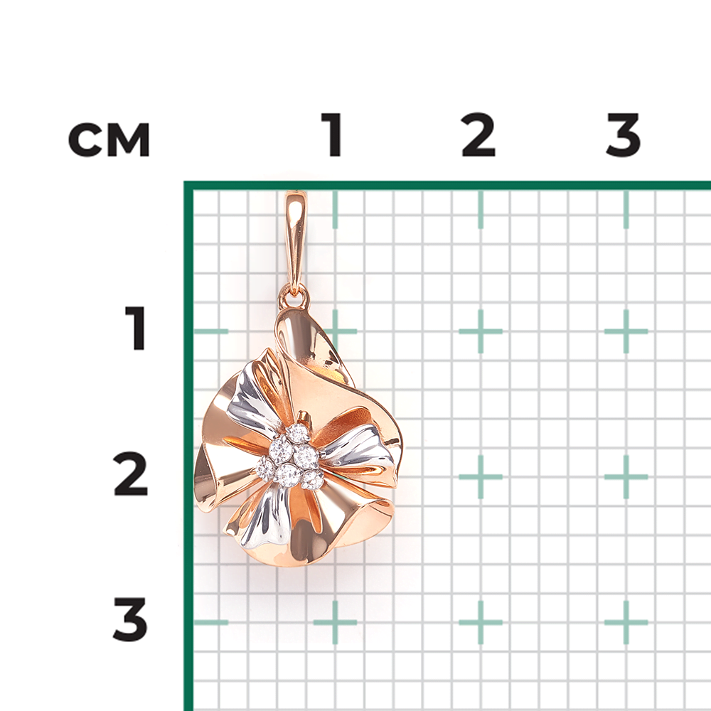 Подвеска из комбинированного золота с фианитами 03-2654-00-401-1111-48