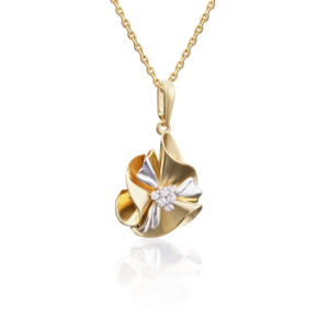 Подвеска из комбинированного золота с фианитами