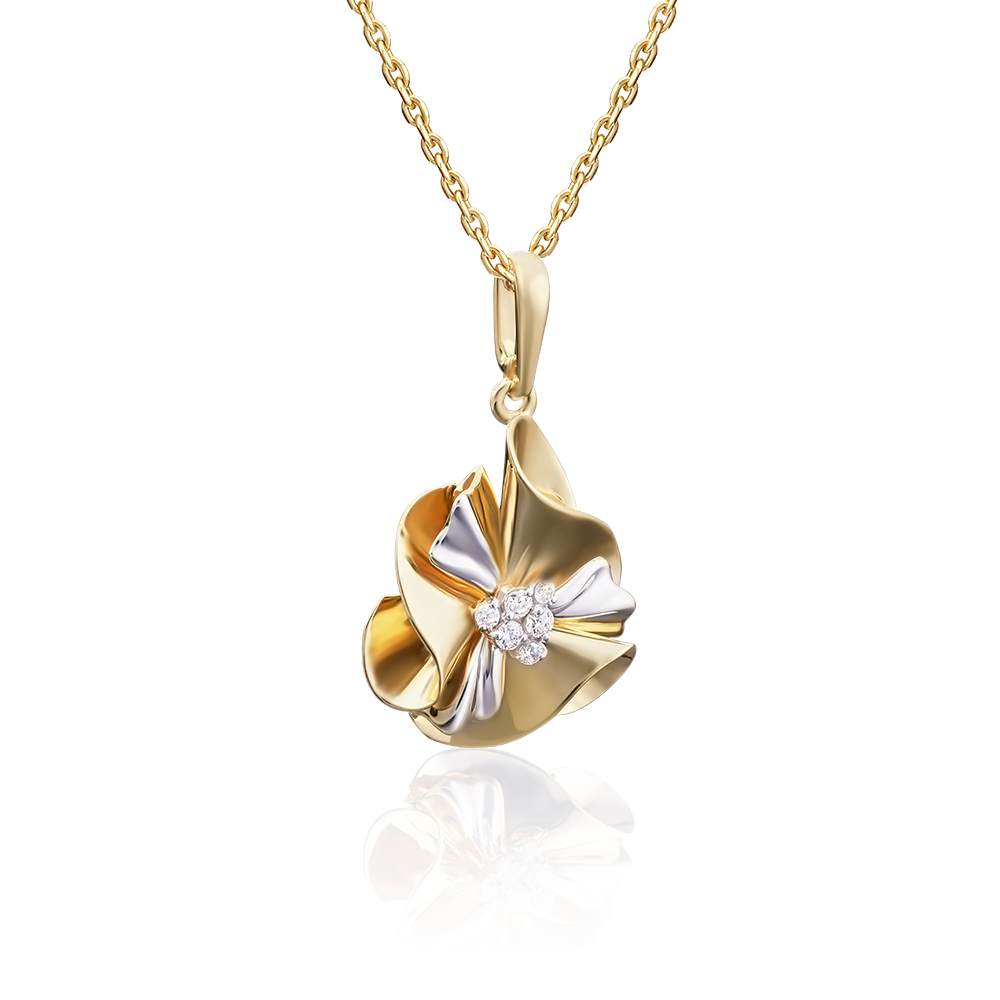 Подвеска из комбинированного золота с фианитами 03-2654-00-401-1121-48