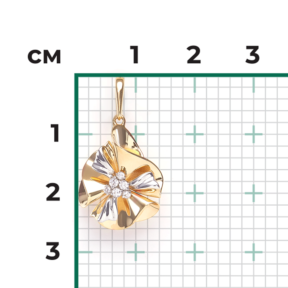 Подвеска из комбинированного золота с фианитами 03-2654-00-401-1121-48