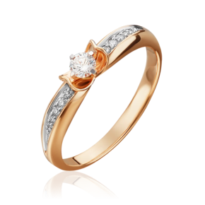 Помолвочное кольцо из красного золота с бриллиантами 01-4961-00-101-1110-30