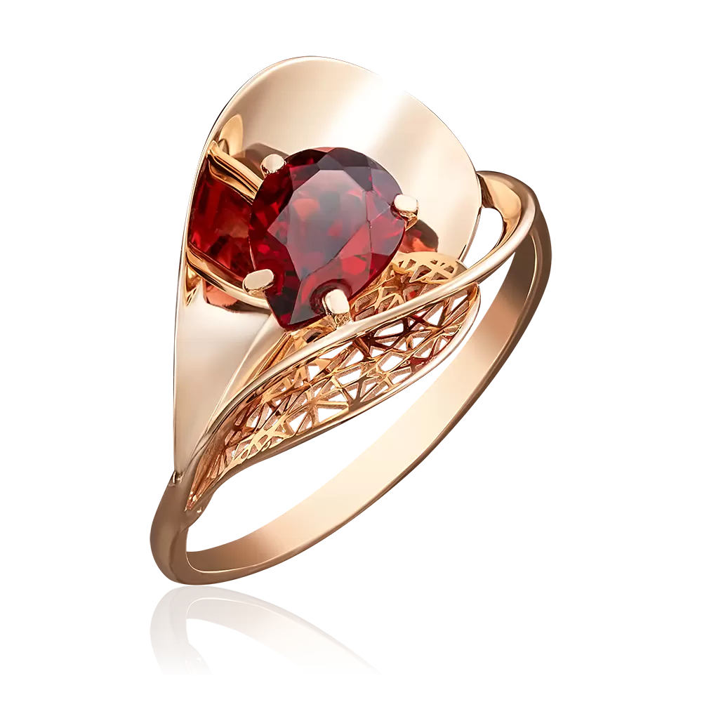 Кольцо из красного золота с гранатом 01-4963-00-204-1110-46