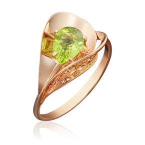 Кольцо из красного золота с хризолитом 01-4963-00-205-1110-46