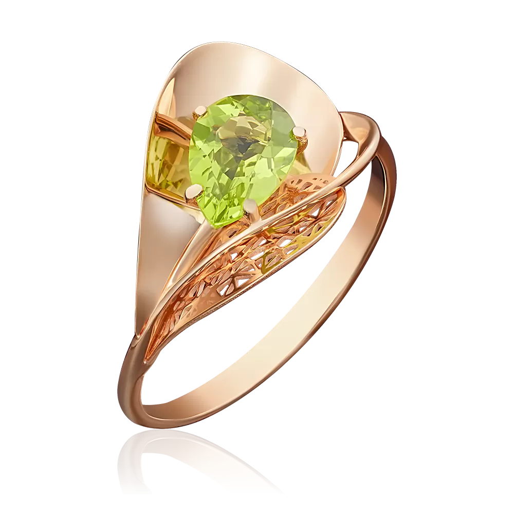 Кольцо из красного золота с хризолитом 01-4963-00-205-1110-46