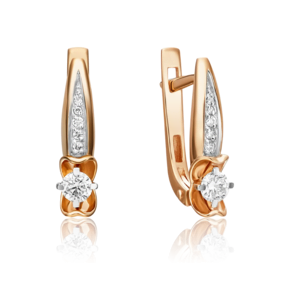 Серьги с английским замком из красного золота с бриллиантами 02-3834-00-101-1110-30