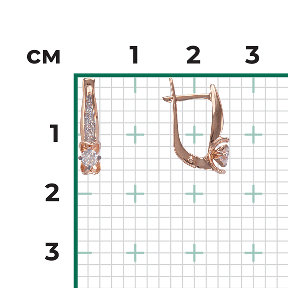 Серьги с английским замком из красного золота с бриллиантами 02-3834-00-101-1110-30