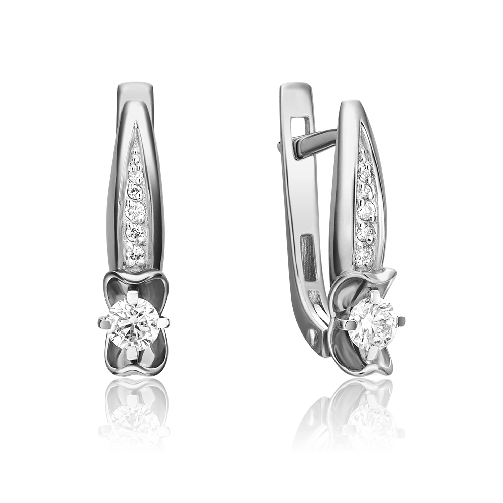 Серьги с английским замком из белого золота с бриллиантами 02-3834-00-101-1120-30