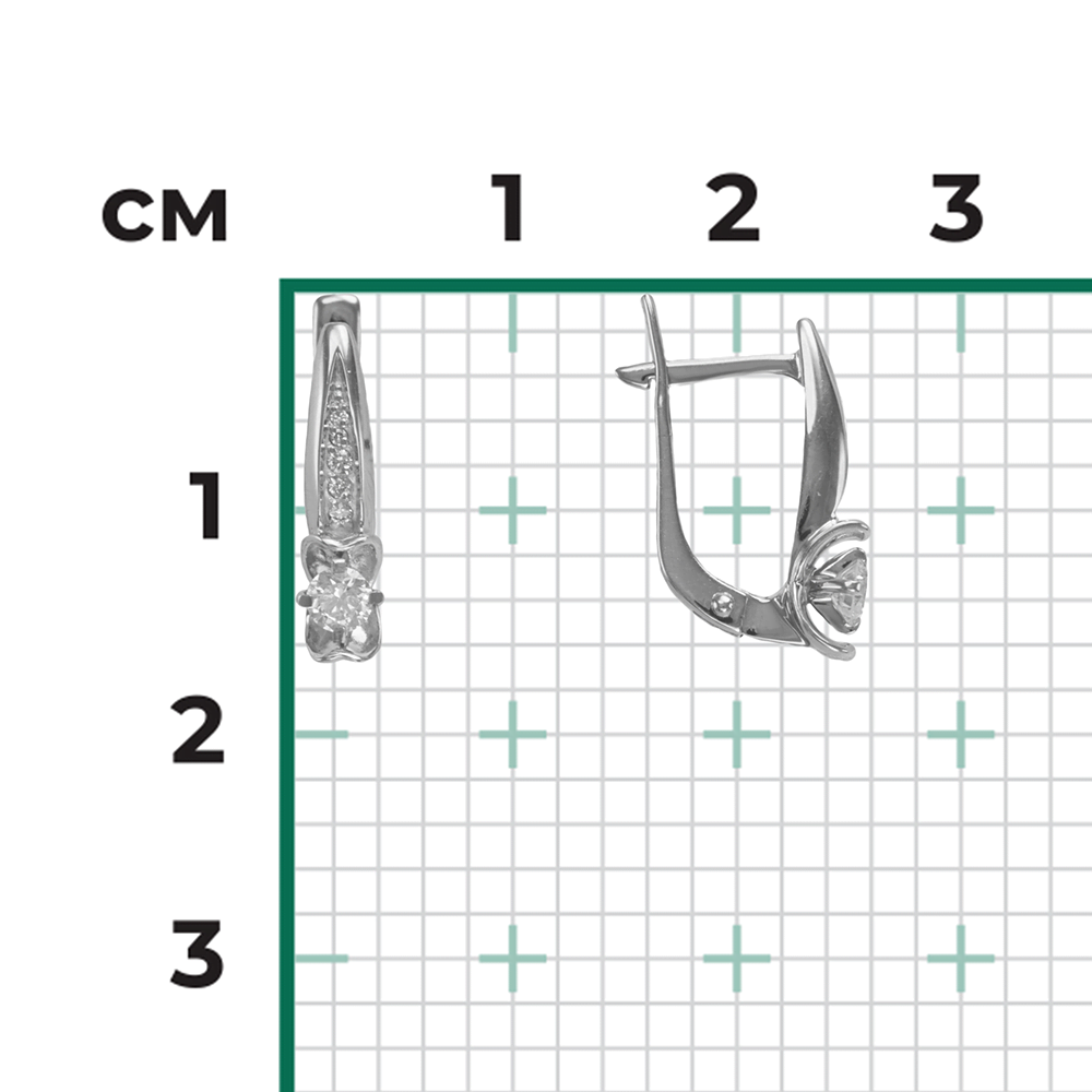 Серьги с английским замком из белого золота с бриллиантами 02-3834-00-101-1120-30