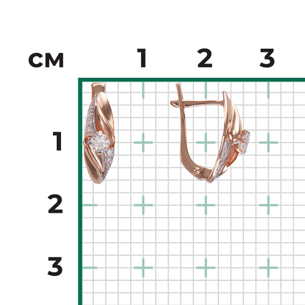 Серьги с английским замком из красного золота с бриллиантами 02-3835-00-101-1110-30