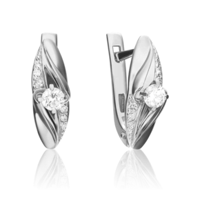 Серьги с английским замком из белого золота с бриллиантами 02-3835-00-101-1120-30