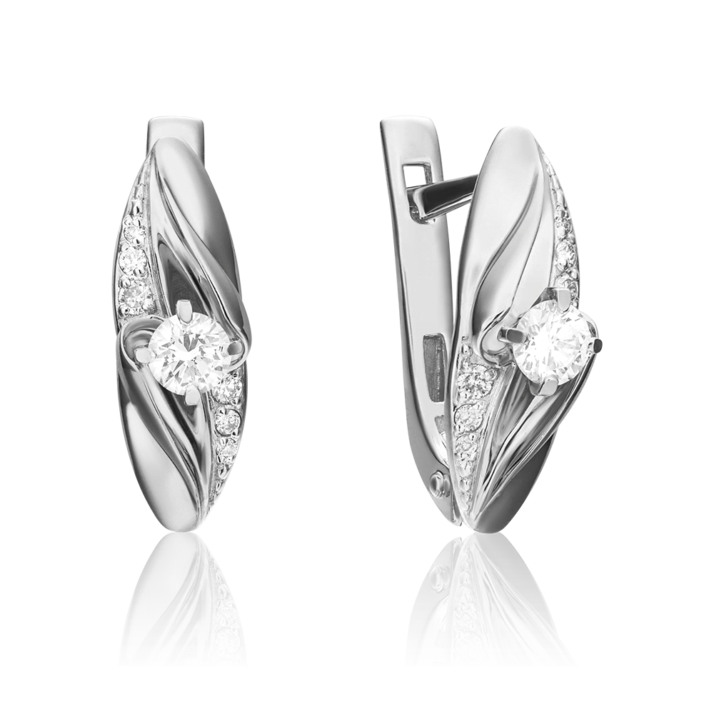 Серьги с английским замком из белого золота с бриллиантами 02-3835-00-101-1120-30