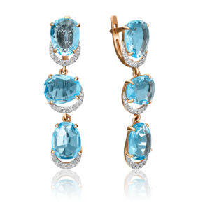 Серьги с английским замком из красного золота с топазами и фианитами 02-3194-00-207-1110-46