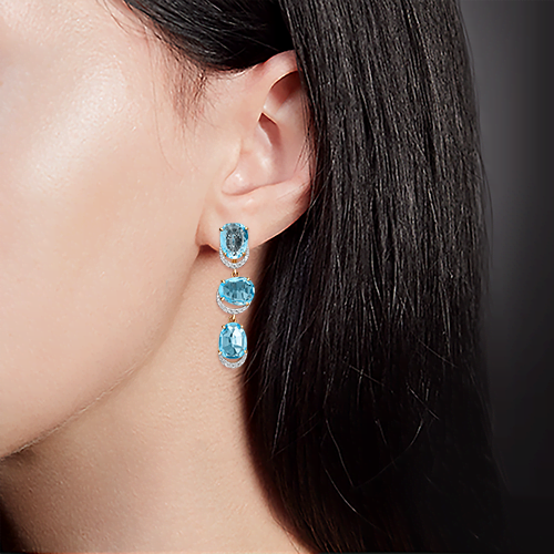 Серьги с английским замком из красного золота с топазами и фианитами 02-3194-00-207-1110-46