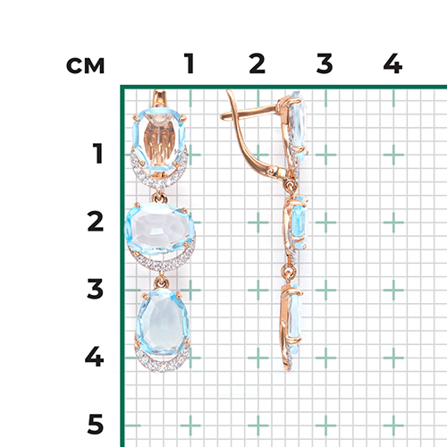 Серьги с английским замком из красного золота с топазами и фианитами 02-3194-00-207-1110-46