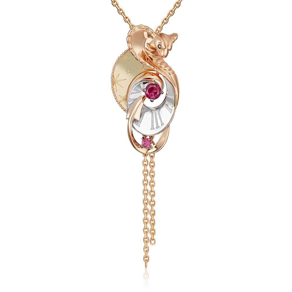 Подвеска «Обольщение» из комбинированного золота с гранатами 03-3318-00-204-1140