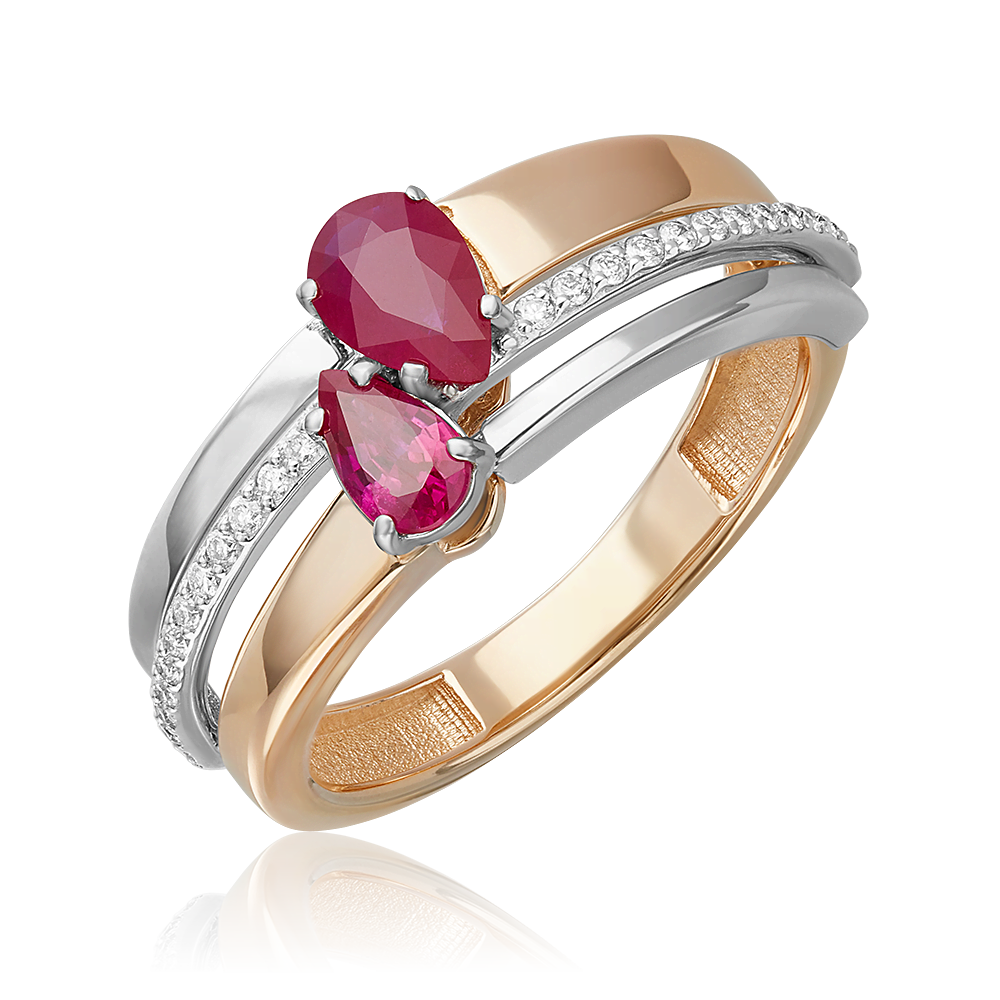 Кольцо из комбинированного золота с рубинами и бриллиантами 01-5759-00-107-1111