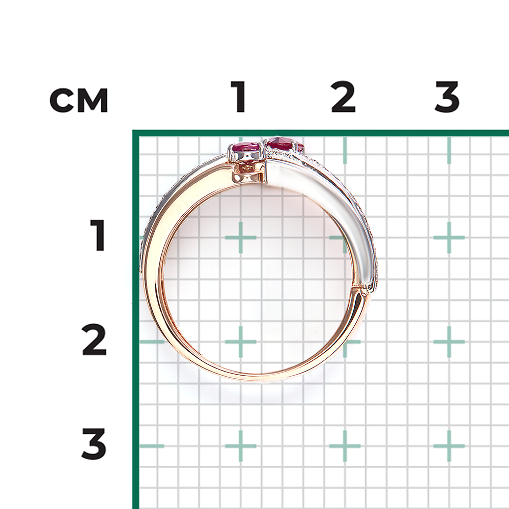 Кольцо из комбинированного золота с рубинами и бриллиантами 01-5759-00-107-1111