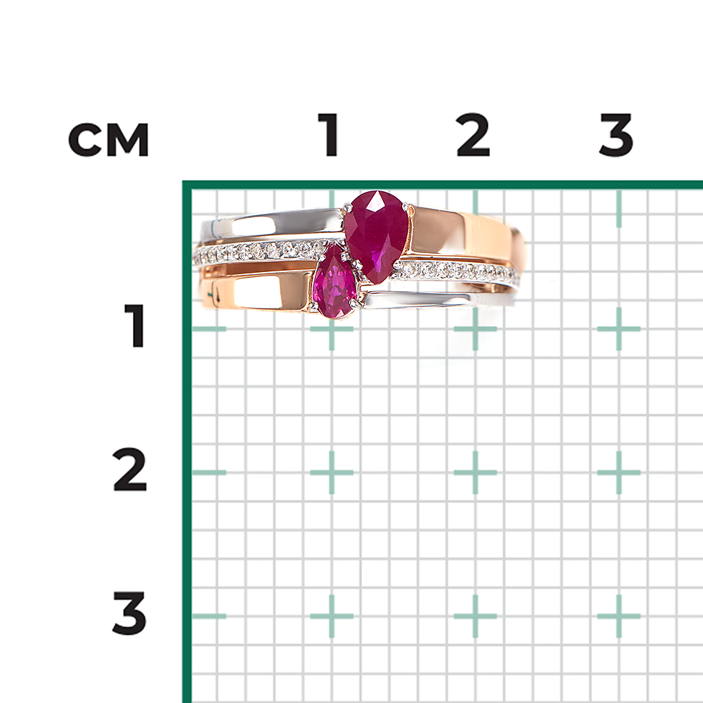 Кольцо из комбинированного золота с рубинами и бриллиантами 01-5759-00-107-1111