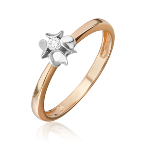 Кольцо из комбинированного золота с бриллиантом 01-5807-00-101-1111