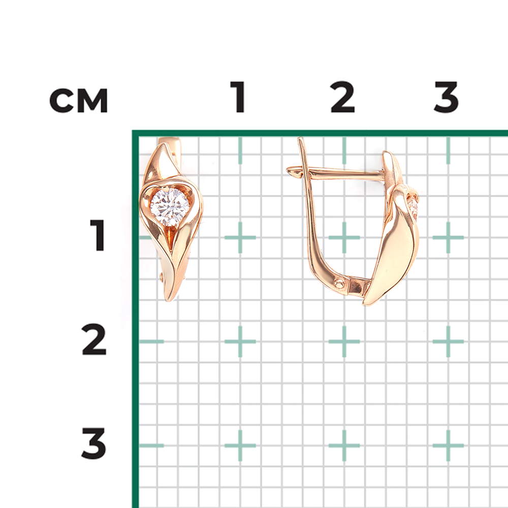 Серьги с английским замком из красного золота с бриллиантом 02-4899-00-101-1110-30