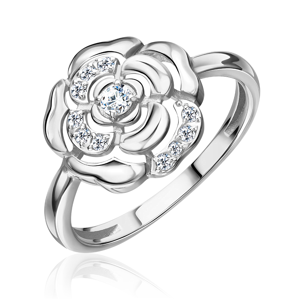 Кольцо «Камелия» из серебра с фианитами 01-5898-00-401-0200