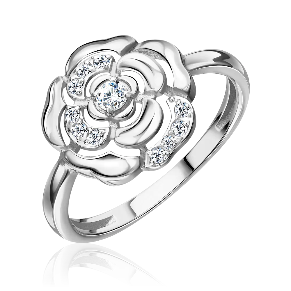 Кольцо «Камелия» из серебра с фианитами 01-5898-00-401-0200