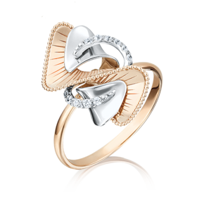 Кольцо из комбинированного золота с фианитами 01-5065-00-401-1111-48