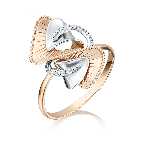 Кольцо из комбинированного золота с фианитами 01-5065-00-401-1111-48