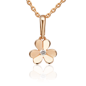 Подвеска «Клевер» из красного золота с фианитом 03-3684-00-401-1110