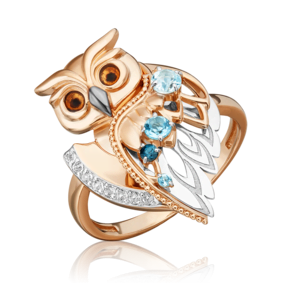 Кольцо «Загадочность» из комбинированного золота с топазами, натуральными топазами white и эмалью 01-5551-00-201-1111